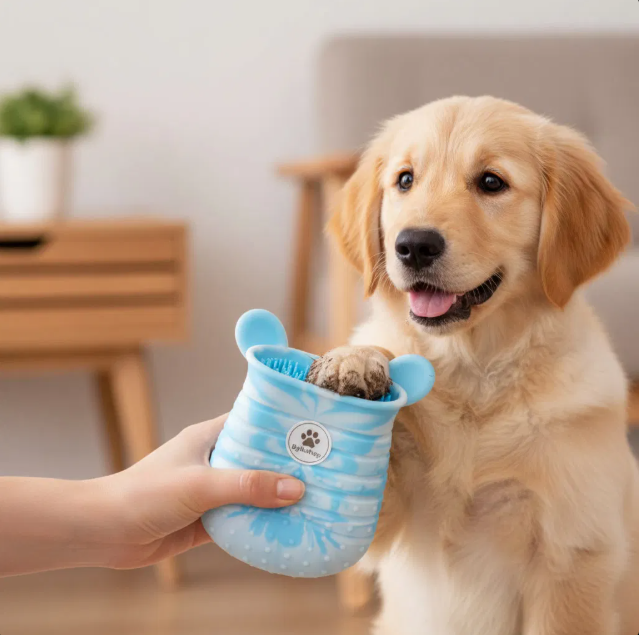 Nettoyeur de Patte pour Chien 2-en-1 | Cup + Brosse Silicone