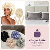 Coffret Nuit de Satin Sevria — Bonnet + Taie + Chouchou + Pochette - vue 1